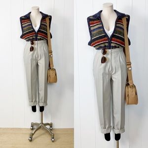 “Flax” High Waisted Tapered Trouser Pant | Vintage